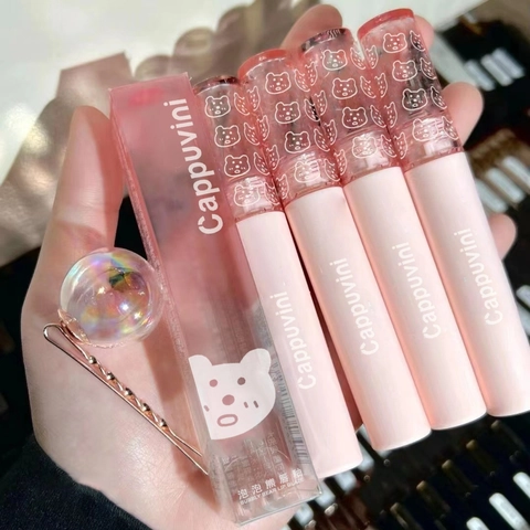 Bubbly Bear Lip Glaze Εφέ Καθρέφτη Ενυδατικό Lip Tint Μεγάλης Διάρκειας Χαριτωμένο Σχέδιο Με Αρκουδάκι