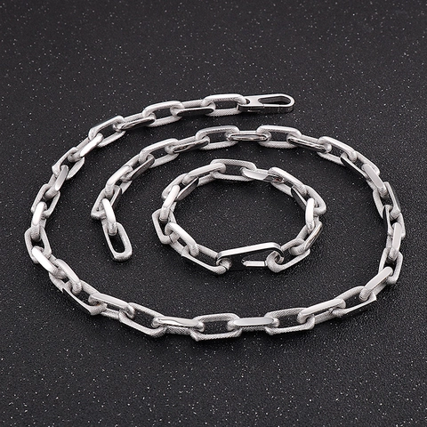 Collana E Bracciale Da Uomo A Catena Pesante Acciaio Inossidabile Hip Hop Punk Gothic Streetwear Maglie Strutturate Gioielli