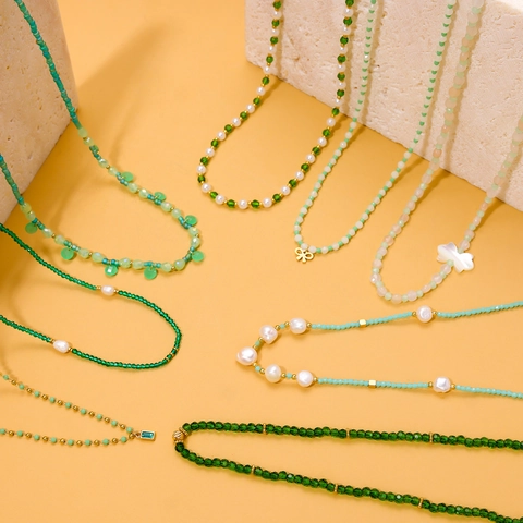 Beaded Necklace With Freshwater Pearl And Natural Stone Stainless Steel Chain For Women Elegant Summer Jewelry