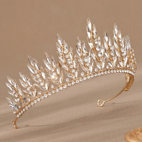 Baroque Vintage Luxury Bridal Tiara Crown Alloy Rhinestone Crystal Hair Accessories For Wedding Prom Party Pageant Women