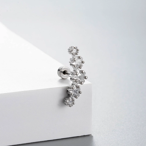 Zirkoon Oorkraakbeen Stud Van Titanium Staal Met Schroefdraad En Platte Achterkant Voor Dames Piercing Sieraden
