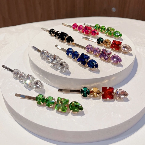 Rhinestone Haarspange Eleganter Kristall Haarklammer Geometrische Legierung Barrette Tägliche Haaraccessoires Für Frauen Koreanischer Stil Retro