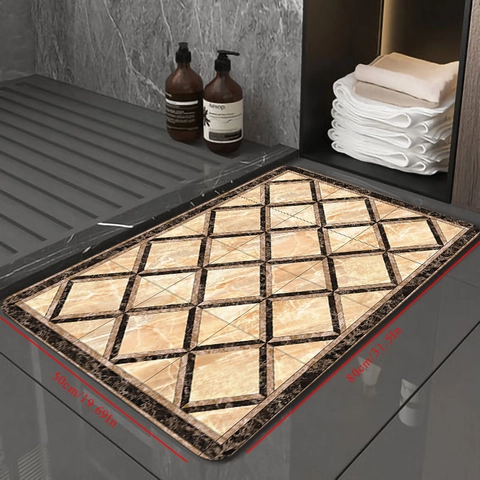 Geometric Pattern Absorbent Bathroom Floor Mat Anti-Slip Quick Dry Modern Home Entrance Rug Diatomite Style Carpet
