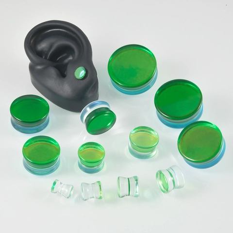 Mode Glas Double Flared Ohrstöpsel Gauges Lila Grün Rosa Bernstein Körper Piercing Schmuck Expander Für Herren Damen