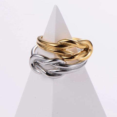Bowknot Hollow Ring 304 Stainless Steel Minimalist Irregular Knot Finger Jewelry For Women Gold Silver Color