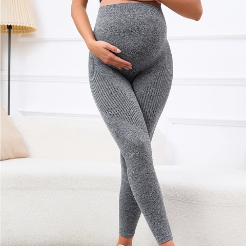 Leggings Premaman Vita Alta Supporto Addominale Maglia Senza Cuciture Pantaloni Yoga Elastici Gravidanza Fitness