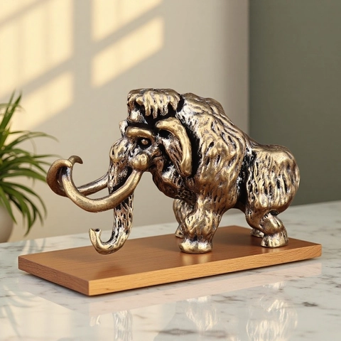 Vintage Brass Elephant Mammoth Miniature Figurine Metal Desk Decoration Home Office Tea Pet Antique Style Art Statue