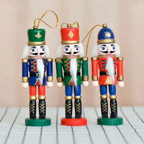 Cascanueces Soldado Adornos Colgantes Figuras De Madera Pintadas Decoraciones De Árbol De Navidad Decoración Festiva Tradicional