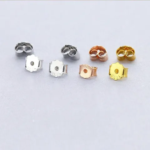 Cierres De Pendientes Plata De Ley S925 Mariposa Repuesto Para Pendientes De Botón Accesorios Joyería DIY
