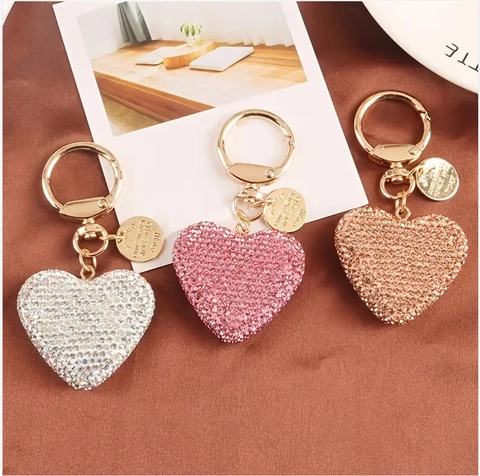 Portachiavi Cuore Strass Lega Di Zinco Pendente Borsa Luccicante Anello Chiave Auto Gioielli Per Donne Ragazze