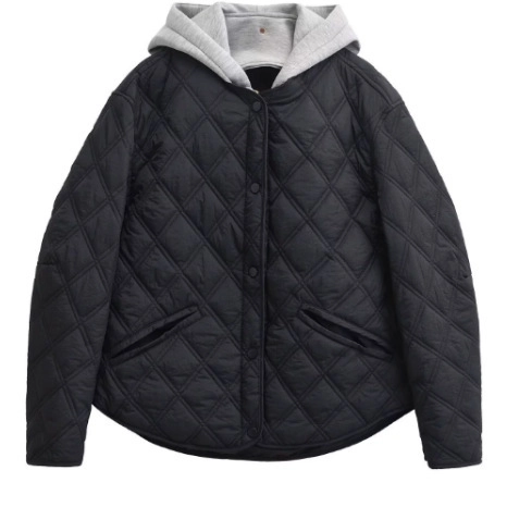Dames Gevoerde Jas Met Capuchon Ruitpatroon Contrast Capuchon Casual Bovenkleding Met Lange Mouwen