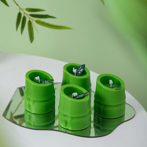 Bamboo Shaped Scented Candle Green Rice Dumpling Aromatherapy Home Decor Soy Wax Blend Natural Style Fragrance Prop