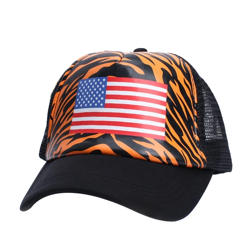American Flag Tiger Stripe Trucker Hat Mesh Back Adjustable Sun Protection Baseball Cap For Men Women Independence Day