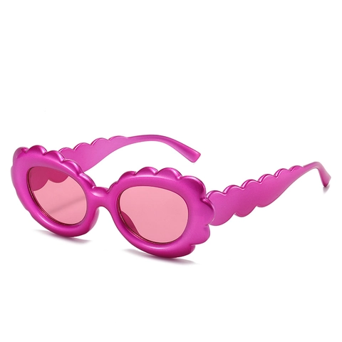 Occhiali Da Sole Ovali Con Bordo Ondulato PC Montatura Fiore UV400 Protezione Moda Vintage Donne Festa Aperto