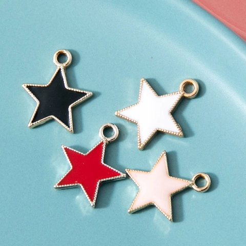 Ciondolo Stella Pentagramma Lega Smalto Goccia Olio DIY Accessorio Creazione Gioielli Per Bracciale Collana Orecchini Colorato Piccolo