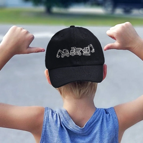 Kinder Baseballkappe Polyester Baustellenfahrzeug Bagger Stickerei Verstellbarer Outdoor Sonnenhut Für Jungen Mädchen