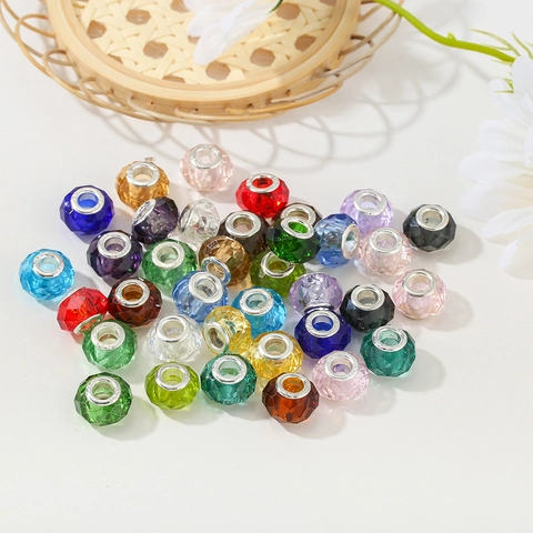Faceted Glass Resin Beads Core Large Hole DIY Jewelry Making For European Charm Bracelets Colorful