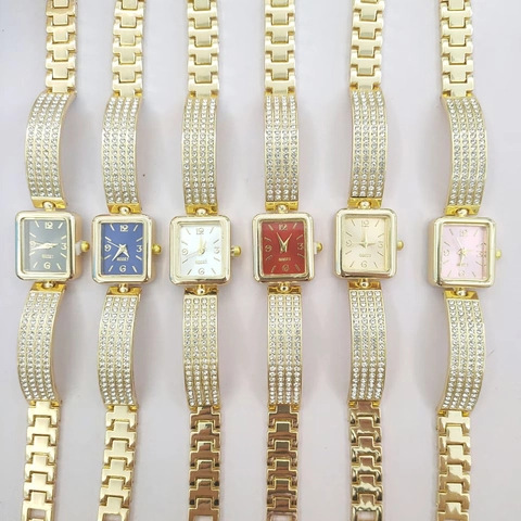 Orologio Al Quarzo Lusso Donna Con Cinturino In Lega Strass Quadrante Rettangolare Elegante Moda