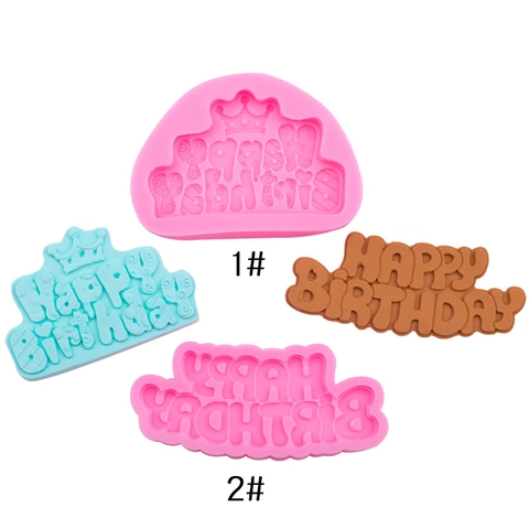 Stampo Per Torte Lettere Happy Birthday Silicone Flessibile Fondant Cioccolato Cottura DIY Design Corona Decorazione Festa