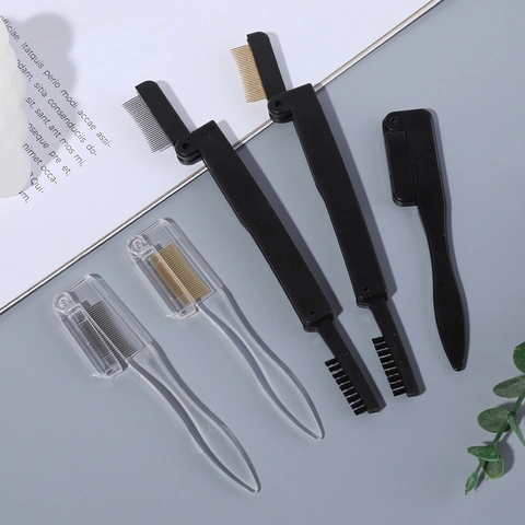 Eyelash Comb And Eyebrow Brush Stainless Steel Teeth Foldable Portable Metal Dual Ended Grooming Tool For Women