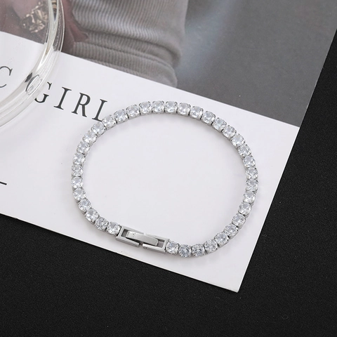 Bracciale Tennis in Acciaio al Titanio Hip Hop Zirconia a Fila Singola Gioielli Unisex Street Style Accessori Donna Uomo
