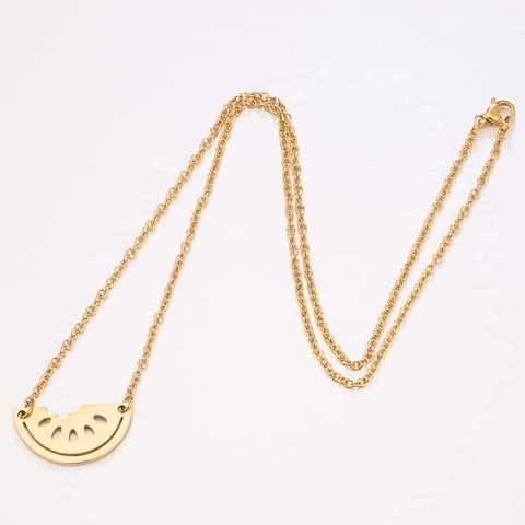 Collar Con Colgante De Sandía Acero Inoxidable Rebanada Hueca Mini Cadena De Clavícula Joyería De Frutas Para Mujer