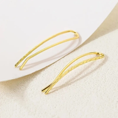 Minimalist Ear Crawler Earrings Copper Geometric Hammered Textured Curved Delicate Fashion Jewelry For Women