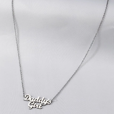 Collar Con Colgante De Letras Daddy's Girl Acero Inoxidable Color Plata Joyería Personalizada Regalo Para Hija