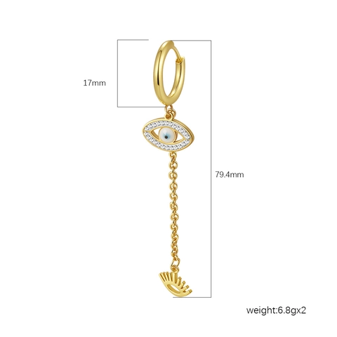 Edelstahl Creolen Mit Bösem Blick 18K Vergoldet Kette Fransen Schmetterling Herz Anhänger Schmuck Für Frauen