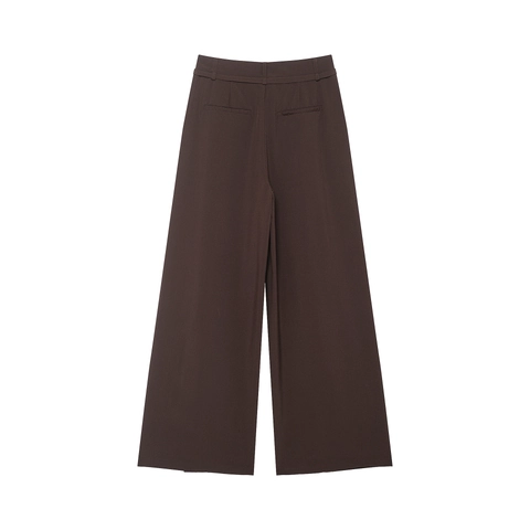 Weite Hose Hohe Taille Kaffeebraun Polyesterhose Mit Schmalem Gürtel Lässig Locker Büro Mode Für Damen