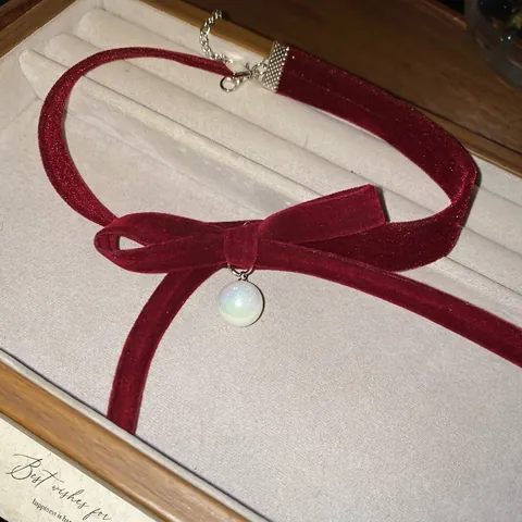 Elegantes Samt Halsband Mit Schleife Und Künstliche Perlenanhänger Im Retro Französischen Stil Verstellbarer Schmuck Für Damen