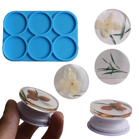 Molde De Silicona Redondo Múltiples Cavidades Resina Accesorios De Soporte De Teléfono DIY Herramienta De Artesanía