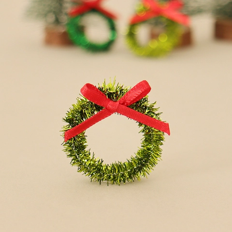 Mini Ghirlande Di Natale Decorazione In Filato Con Fiocco Rosso Per Casa Delle Bambole Fai Da Te Paesaggio Miniatura