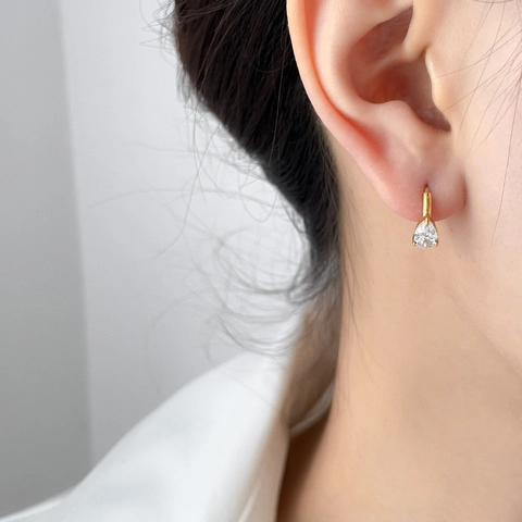 Stainless Steel Gold Plated Hoop Earrings With Cubic Zirconia Heart Square Water Drop Geometric Minimalist Jewelry Women