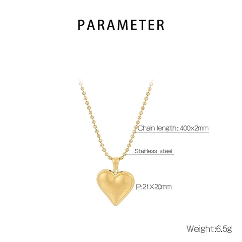 Heart Pendant Necklace 316L Stainless Steel 18K Gold Plated Minimalist Clavicle Chain Jewelry For Women Hypoallergenic