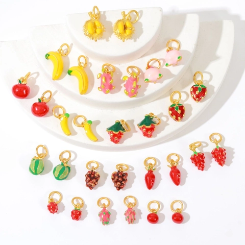 Ciondoli A Forma Di Frutta Smalto Lega Placcato Oro Per Creazione Di Gioielli DIY Collana Bracciale Fragola Banana Mela Ananas