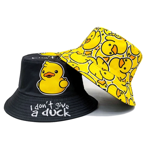 Wendbarer Fischerhut Gelbe Ente Druck Doppelseitig Sonnenschutz Outdoor Reisen Anglerhut Lustiger Slogan Design