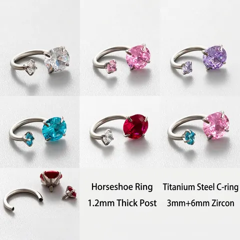 Titanium Steel Double Head Horseshoe Barbell Earring Zirconia Stud Piercing Jewelry Niche Geometric Ear Bone Stud For Women