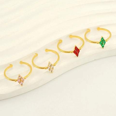 Anello Aperto Regolabile Acciaio Inossidabile Placcato Oro 18K Zircone Incastonato Gioielli Moda Lusso Geometrici Donna