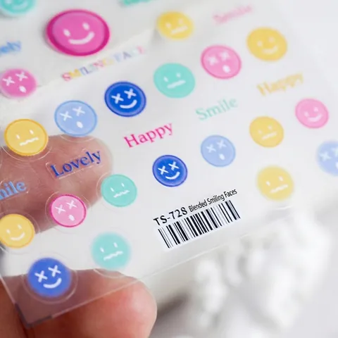 Adesivi Per Unghie Sfumato Faccina Sorridente Sottile Opaco Autoadesivo Decorazione Manicure