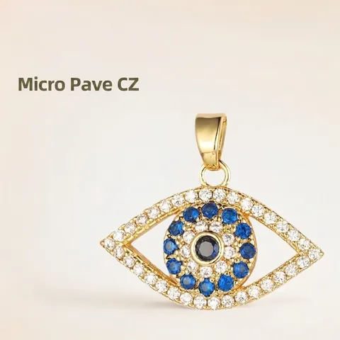 Evil Eye Hanger Koper Micro Ingelegd Blauw Wit Zirconia Bescherming Geluk DIY Sieraden Accessoire Dames