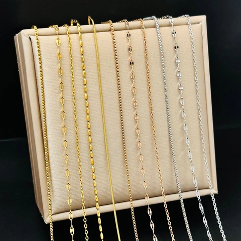 Collana Catena Acciaio Inossidabile Minimalista Impermeabile Maglia Forma O Scatola Catena Labbro Per Gioielli DIY Donne Uomini