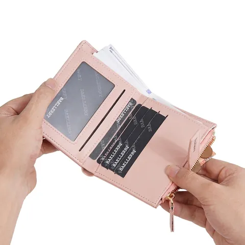 Women Short Bifold Wallet PU Leather Cute Teddy Bear Print Multi Card Slots Zipper Coin Pocket For Ladies