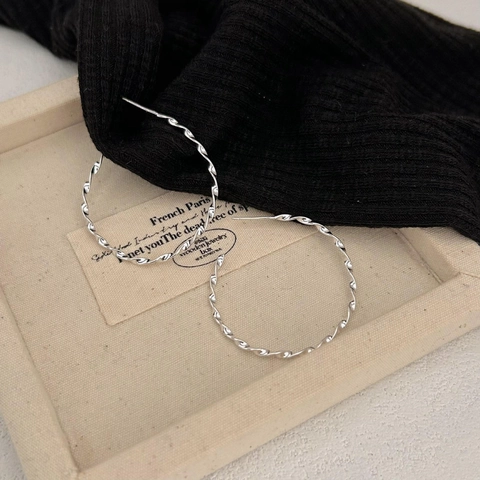 Gedraaide Creolen 925 Sterling Zilver Groot Glanzend Spiraal Rond Cirkelvormig Chique Modieus Voor Vrouwen