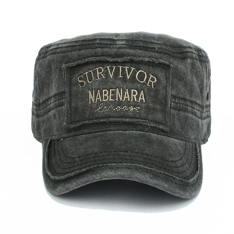 Berretto Cadet in Cotone Lavato Vintage per Uomo Donna Cappello Militare Distressed Toppa Ricamata Regolabile Berretto da Baseball a Testa Piatta Protezione Solare Outdoor Sport