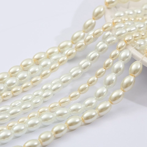 Oval Glass Imitation Artificial Pearl Loose Beads Rice Shape For DIY Jewelry Making Bracelet Necklace Handcraft Vintage Headwear Accessories