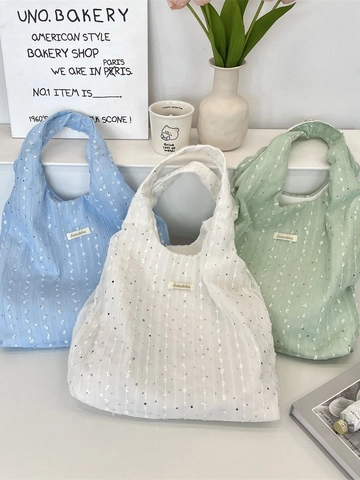 Sac Cabas À Paillettes Pour Femmes Grande Capacité Sac À Épaule Décontracté Été Texture Mousseline Style Coréen