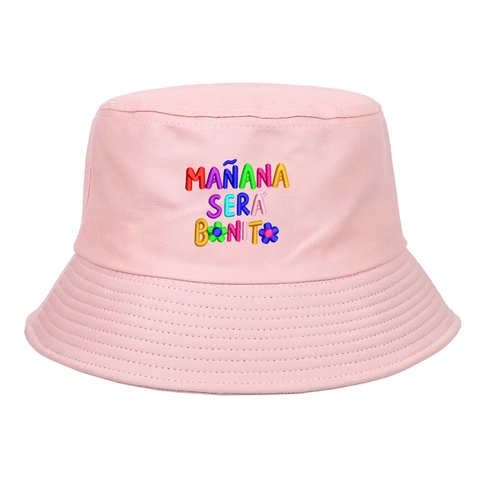 Cappello Da Pescatore In Cotone Ricamo Floreale Testo Colorato Protezione Solare Outdoor Casual Streetwear Donna Uomo