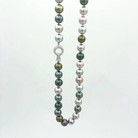 Elegant Multi-color Artificial Pearl Necklace For Women Morandi Color Handmade Copper Zirconia Inlaid Clasp Jewelry Gift