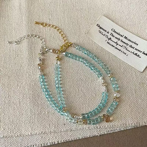 Perlenarmband Künstlicher Kristall Glas Facettierte Perlen Wassertropfen Herz Anhänger Verstellbarer Legierung Schmuck